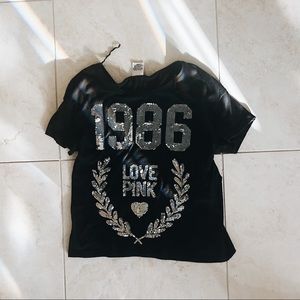 PINK black T-shirt with sequins